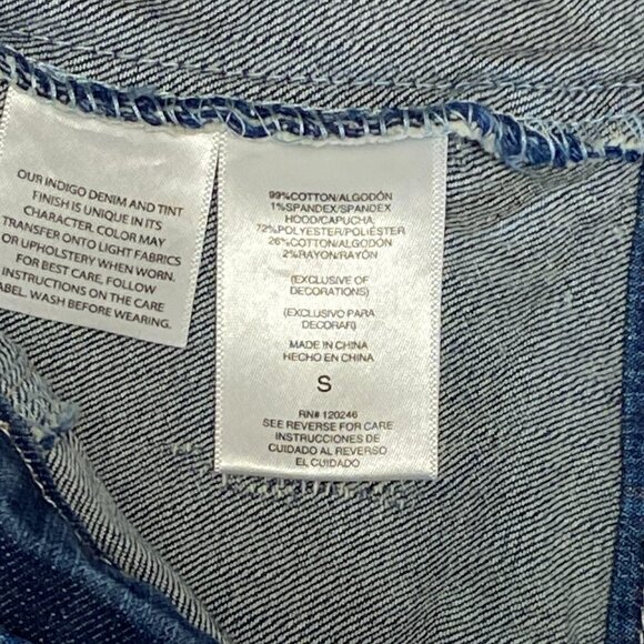 Wallflower Hooded Distressed Denim Buttonup Vest S Medium Wash Casual Sleeveless - Picture 11 of 12